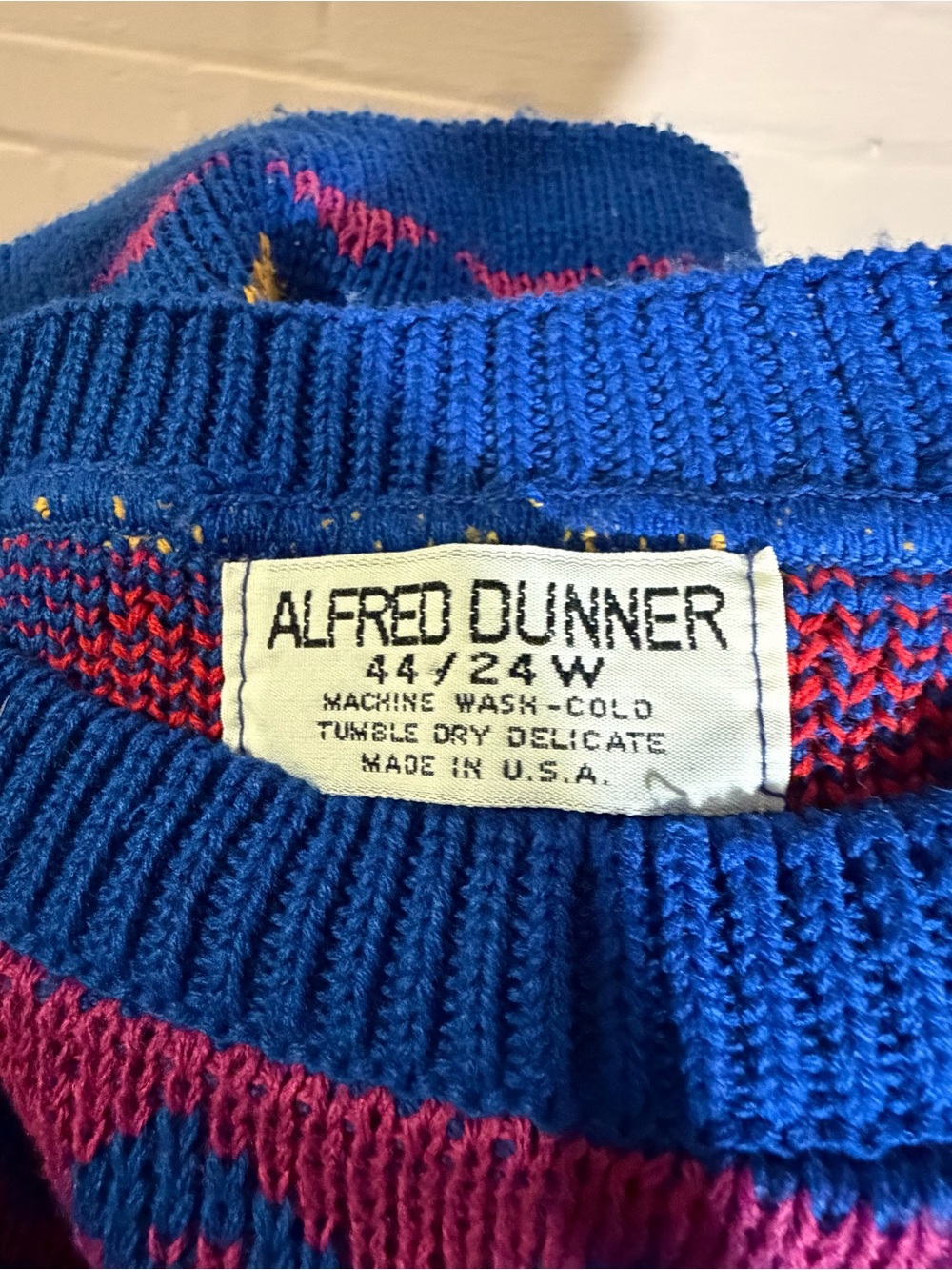 Alfred Dunner Royal Blue with Pink Accent Crewneck Sweater